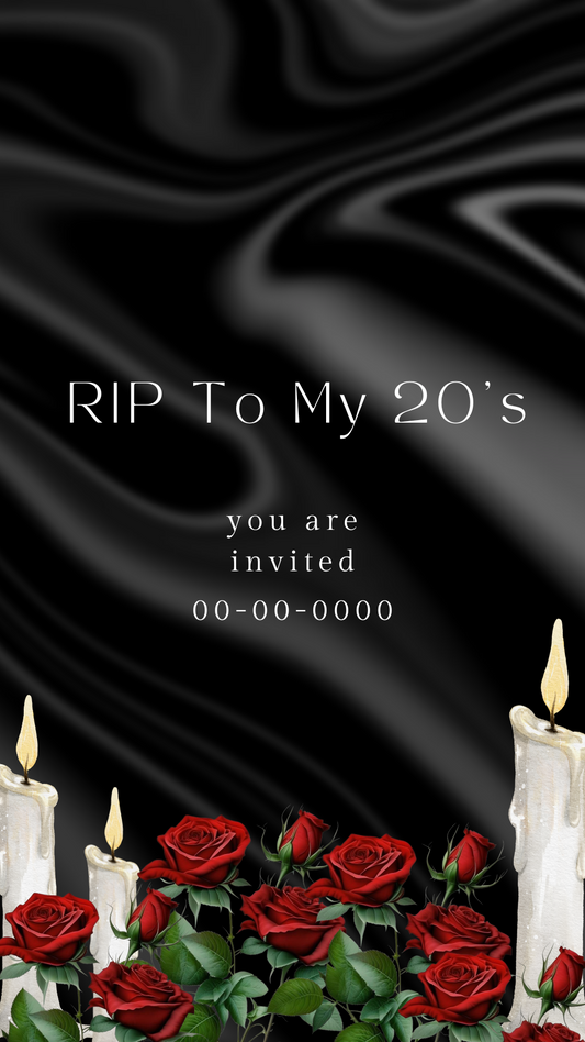 “RIP to my 20’s” birthday card template