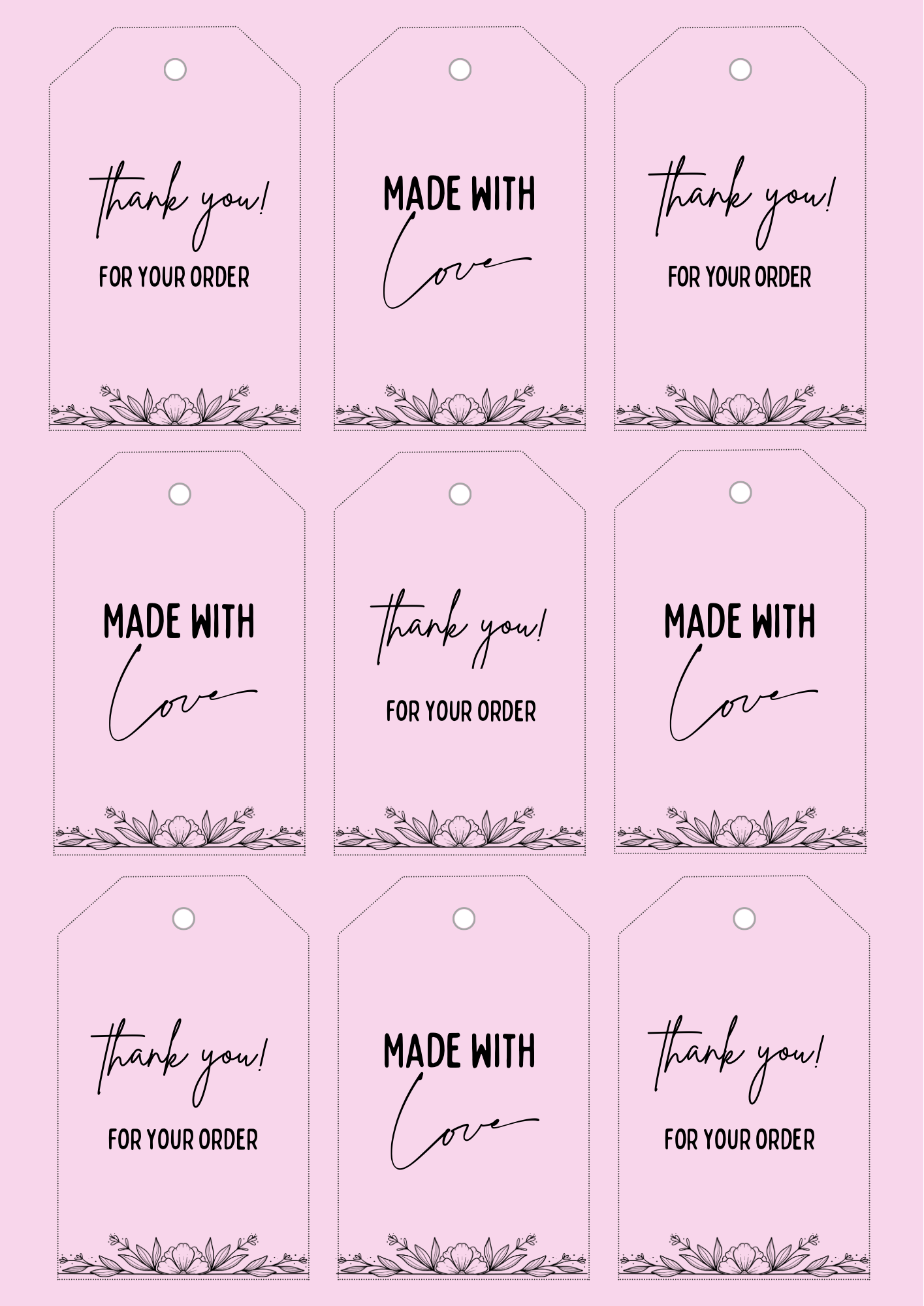 " Thank you " tags with purchase