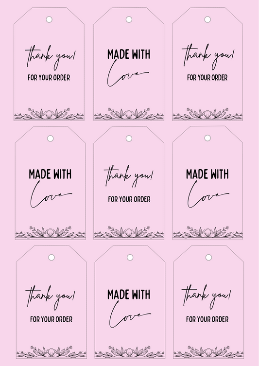 " Thank you " tags with purchase